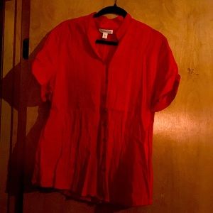 Coldwater Creek, red, button down blouse. Size XL
